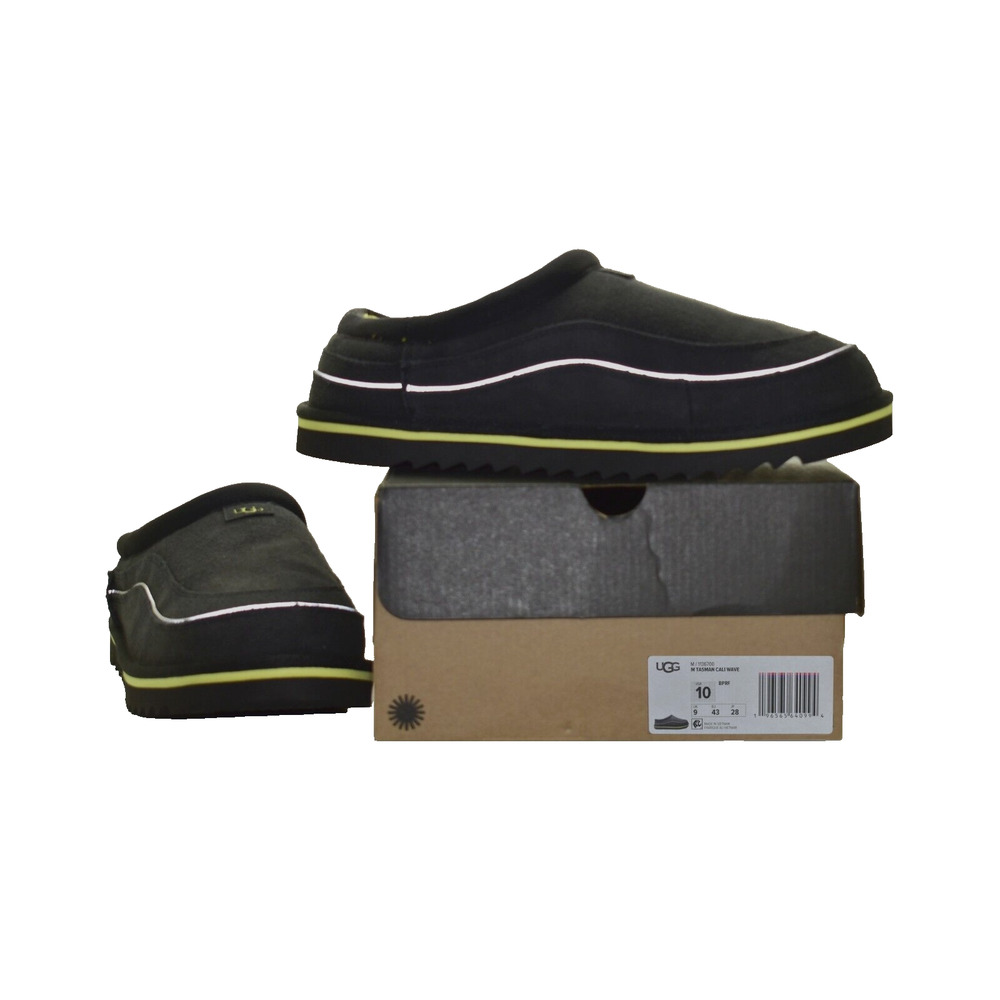 C0 NIB UGG Mens Tasman Cali Wave Black Eco Suede Slippers 1136700 Size 10 $130